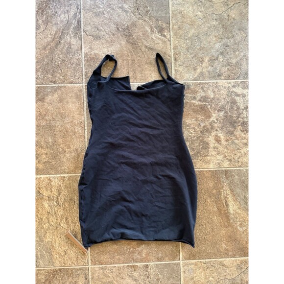 Skims Raw Edge Slit Front Mini Dress Onyx Size Medium - Picture 3 of 7
